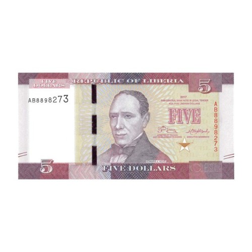 Billete Liberia 2017 5 Dólares
