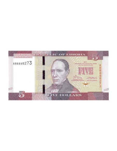 Billete Liberia 2017 5 Dólares