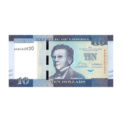 Billete Liberia 2016 10 Dólares