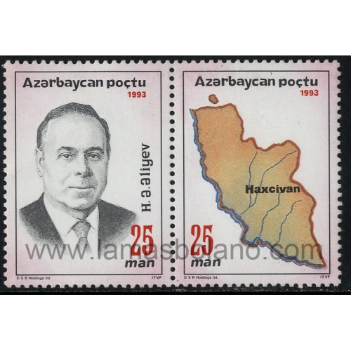 SELLOS DE AZERBAIYAN 1993 - 70 ANIVERSARIO PRESIDENTE ALEIEV - 2 VALORES - CORREO