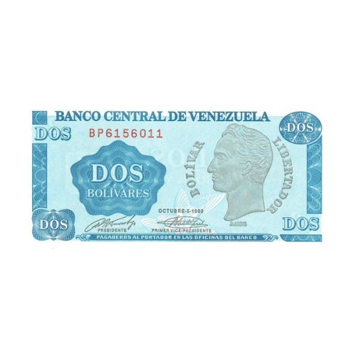 Billete Venezuela 1989 2 Bolívares
