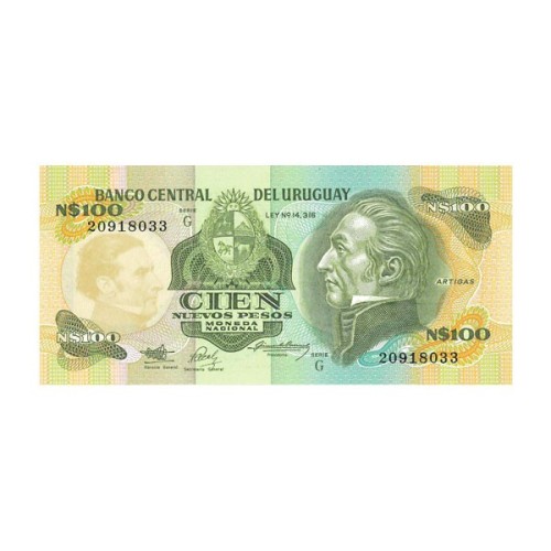 Billete Uruguay 1987 100 Nuevos Pesos