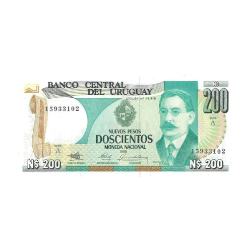 Billete Uruguay 1986 200 Nuevos Pesos