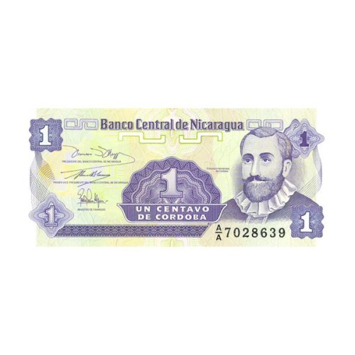 Billete Nicaragua 1991 1 Centavo
