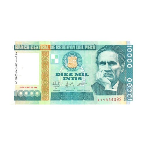 Billete Perú 1988 10000 Intis