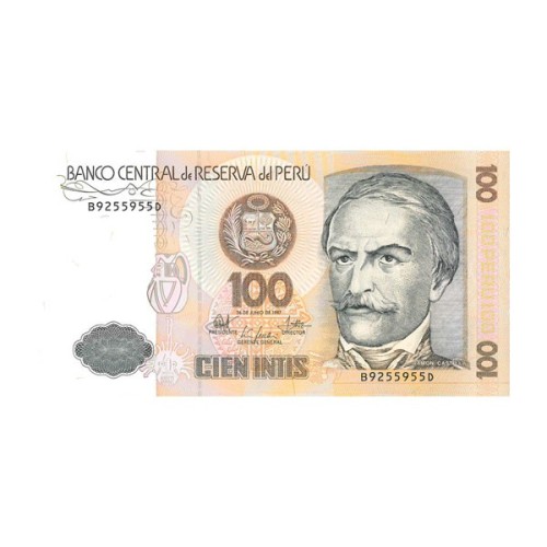 Billete Perú 1987 100 Intis