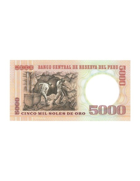 Billete Perú 1985 5000 Soles de oro