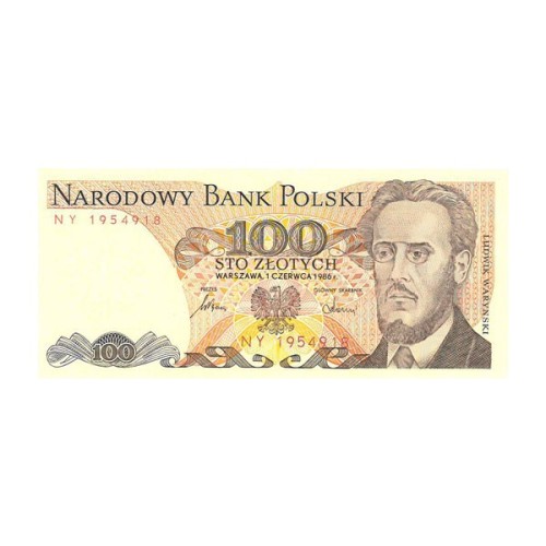Billete Polonia 1986 100 Zloty