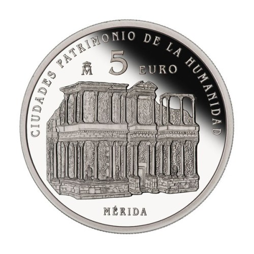 Mérida. Patrimonio Humanidad España 2015 Moneda 5 Euro Plata