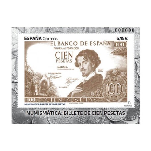 Billete 100 pesetas España 2023 hojita bloque