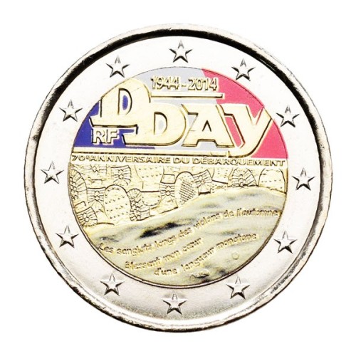 Desembarco de Normandía Día-D Francia 2014 2 Euro color