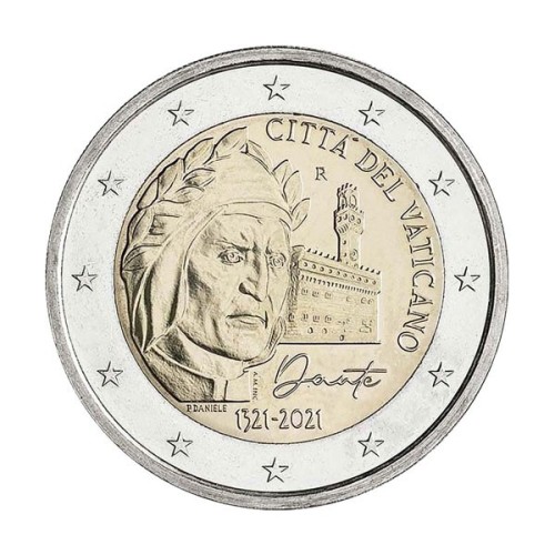 Dante Alighieri Vaticano 2021 Moneda 2 euro