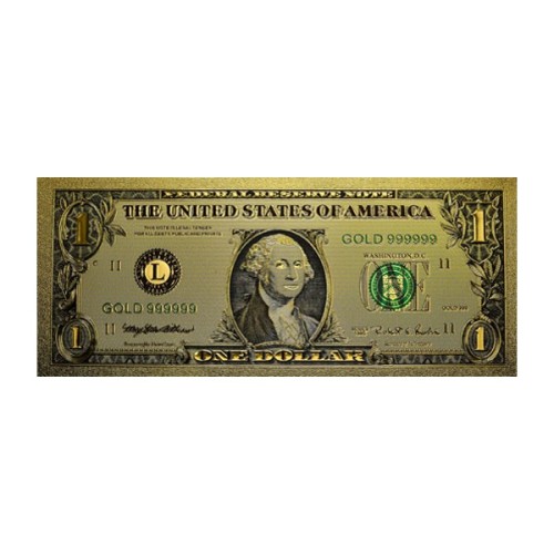 Billete dorado 1 dólar Estados Unidos Washington Anverso