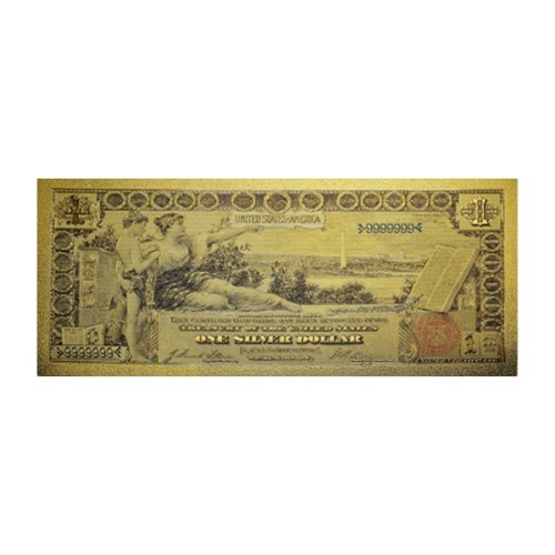 Billete 1 dólar Estados Unidos Constitución National Hall dorado Anverso
