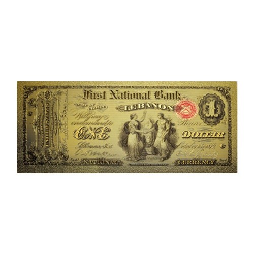 Billete  1 dólar Estados Unidos Banco Lebanon dorado anverso