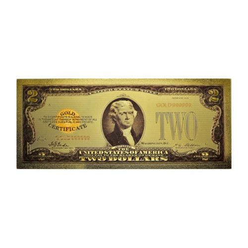 Billete 2 dólares Estados Unidos Thomas Jefferson sello dorado Anverso