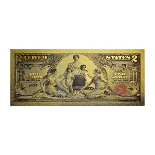 Billete 2 dólares Estados Unidos Alegoría Ciencia dorado Anverso