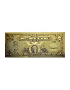 Billete 2 dólares Washington estados Unidos Anverso dorado