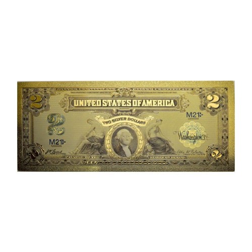 Billete 2 dólares Washington estados Unidos Anverso dorado