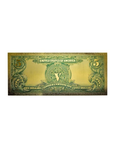 Billete 5 dólares Estados Unidos Indio Sioux Oro Reverso