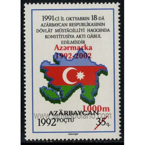 SELLOS DE AZERBAIYAN 2002 - COMPAÑIA AZERMARKA 10 ANIVERSARIO - 1 VALOR - CORREO