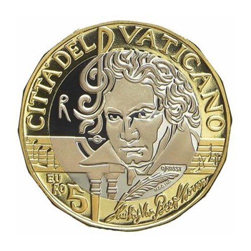 Beethoven Vaticano 2020 Moneda Bimetálica 5 Euro Proof