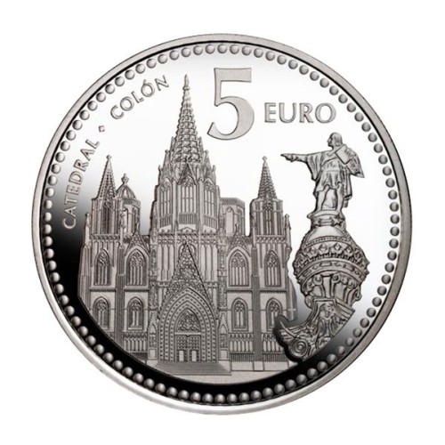 Barcelona Capitales de Provincia España 2010 Moneda 5 Euro Plata Proof