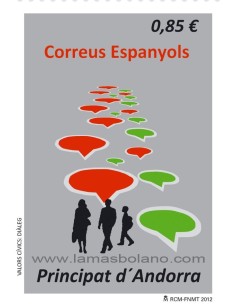 SELLOS ANDORRA ESPAÑOLA 2012 - VALORS CÍVISC. DIÀLEG. PRINCIPAT D'ANDORRA - 1 VALOR - CORREO
