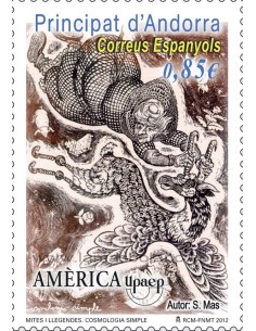 SELLOS ANDORRA ESPAÑOLA 2012 - AMÉRICA UPAEP. MITOS Y LEYENDAS. COSMOLOGÍA SIMPLE - 1 VALOR - CORREO