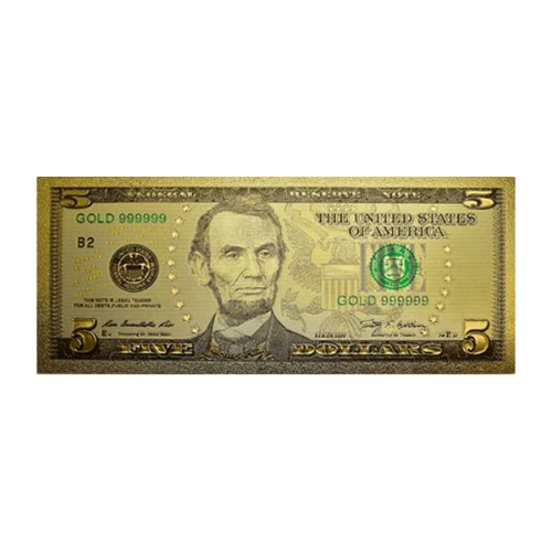 Billete 5 dólares Abraham Lincoln estados unidos oro