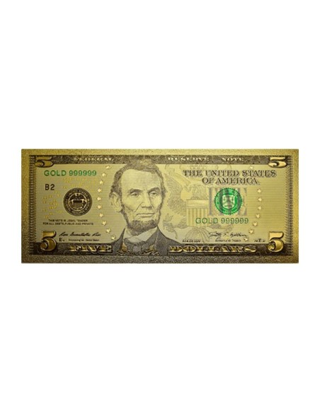 Billete 5 dólares Abraham Lincoln estados unidos oro