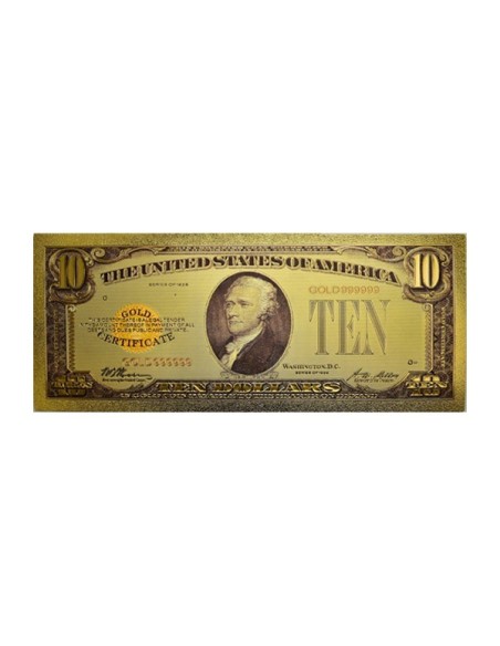 Billete Estados Unidos 10 dólares  Hamilton oro