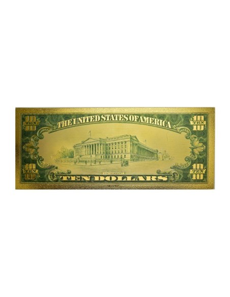 Billete Estados Unidos 10 dólares  Hamilton oro reverso