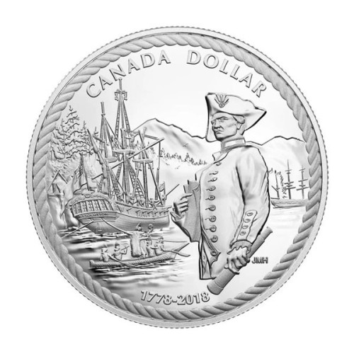 Capitán Cook Canadá 2018 Moneda dólar Plata Proof