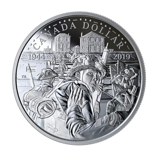 75º Aniversario Día-D Canadá 2019 Moneda 1 dólar Plata Proof