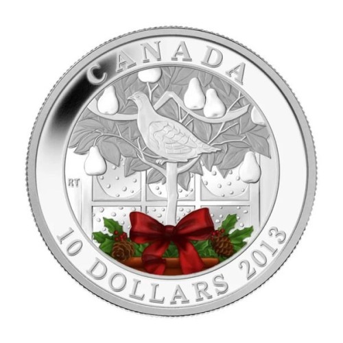 Perdiz en árbol navideño Canada 2013 Moneda 10 dólares plata