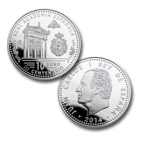 300º Aniversario RAE España 2014 Moneda 10 Euro Plata Proof