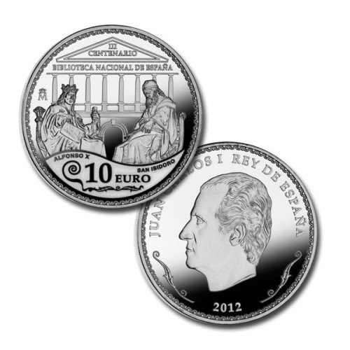Biblioteca nacional España 2012 Moneda 10 Euro plata proof