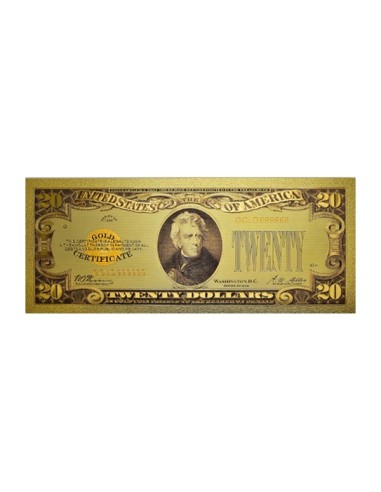 Billete oro 20 dólares Jackson Estados Unidos