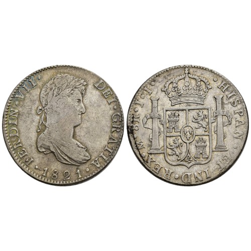 Moneda 8 Reales 1821 Fernando VII Mexico