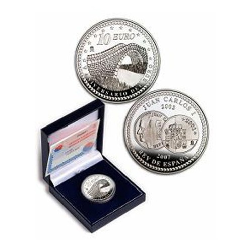 5º Aniversario del Euro. Puente. España 2007 Moneda 10 Euro plata proof