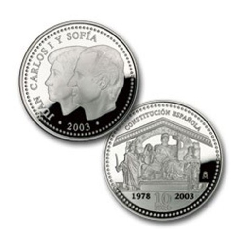 25º Aniversario Constitución española España 2003 Moneda 10 Euro Plata Proof