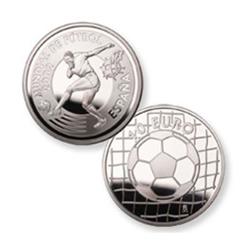 España 2002 Pelota Mundial Fútbol Moneda 10 Euro Plata