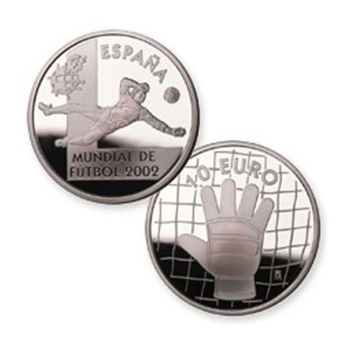 España 2002 Guante Portero Mundial Fútbol Moneda 10 Euro Plata
