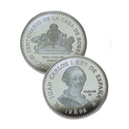 Carlos III Borbones España 1998 Moneda 2000 Pesetas plata proof