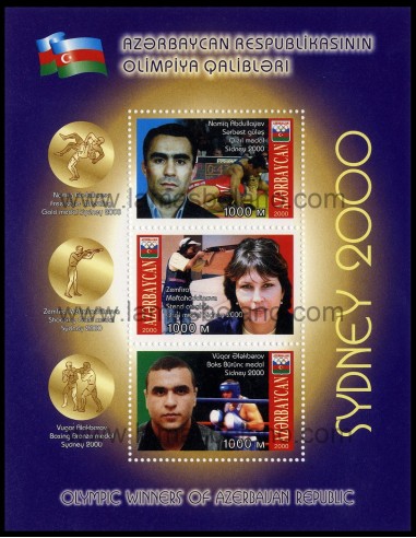 SELLOS DE AZERBAIYAN 2000 - OLIMPIADA DE SYDNEY EN AUSTRALIA - ATLETA DE AZERBAIYAN VENCEDORES - HOJITA BLOQUE