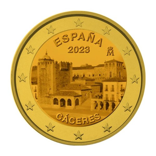 España 2023 Ciudad Vieja de Cáceres Moneda 2 Euro Dorada