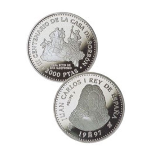 Felipe VI Borbones España 1997 Moneda 2000 pesetas plata proof