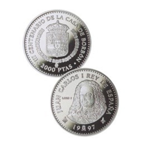 Luis I Borbones España 1997 Moneda 2000 pesetas plata proof