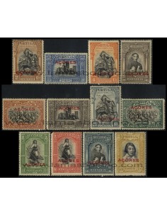 SELLOS DE AZORES 1927 - TRI CENTENARIO DE LA INDEPENDENCIA SELLOS DE PORTUGAL SOBRECARGA AZORES - 12 VALORES - CORREO